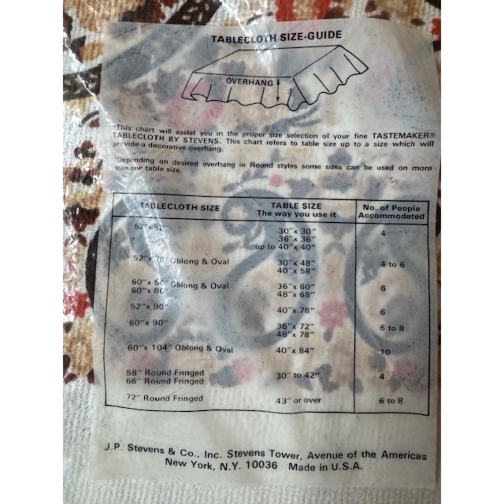 Tastemaker Stevens Terry Tablecloth 60x90 Vintage Paisley‎ Earth Brown NWT - Picture 6 of 7